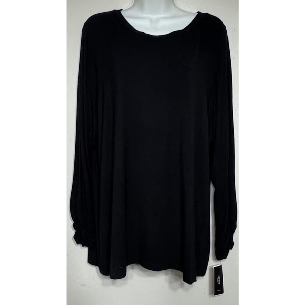 Alfani Women’s Shirt Long Sleeve Black Cinched Cuffs Plus Size 2X Relaxed NEW